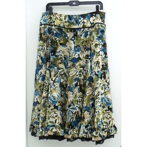 Emma James Women Maxi Skirt Size 10 Multicolor Floral Lace Trim Lined